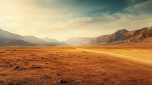 Road on a desert among mountains, a Nature Photo by MistyDay